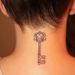 Key Sign neck tattoo